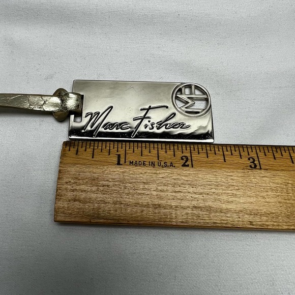 Marc Fisher Charm Hang Tag Handbag Accessory Cutout Initials Gold Tone - Picture 5 of 7